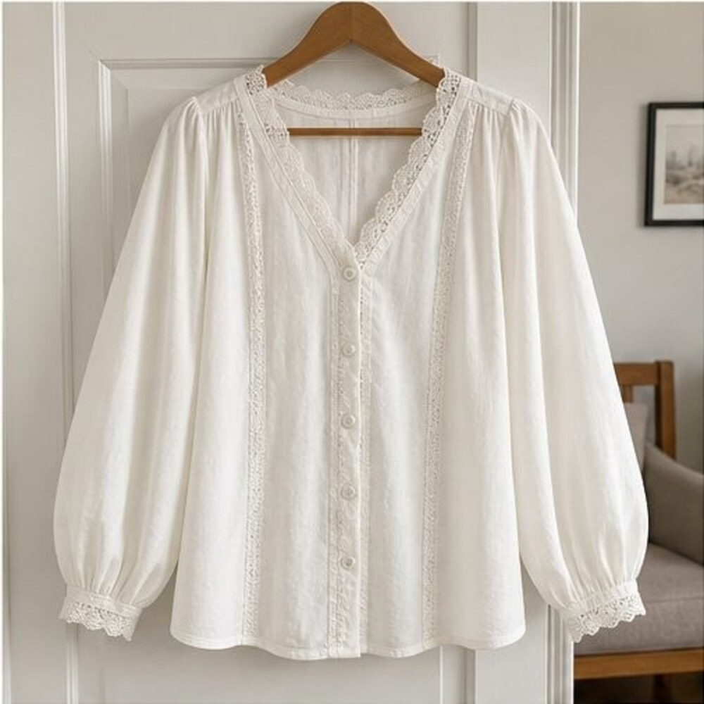 Gray Lace Trim Top